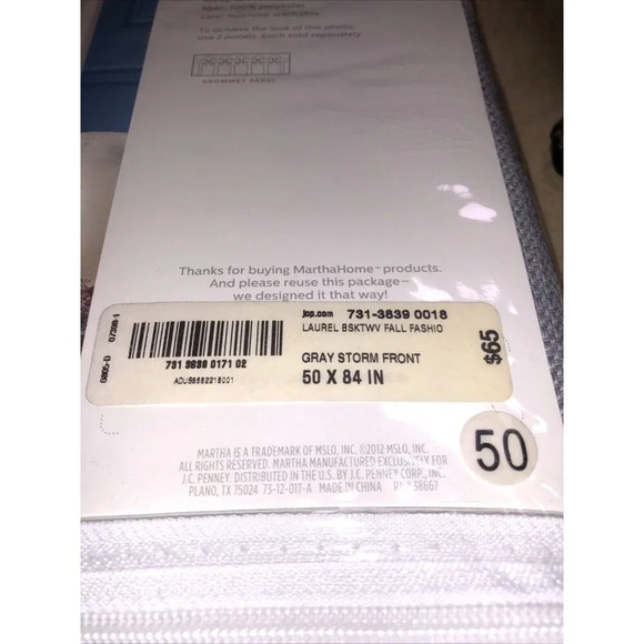 Pair MARTHA WINDOW  Grommet Panel 50” X 84"  Gray Storm Front - Picture 4 of 6